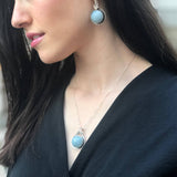 Aquamarine Necklace - Real Aquamarine Pendant - Large Round Aqua Necklace