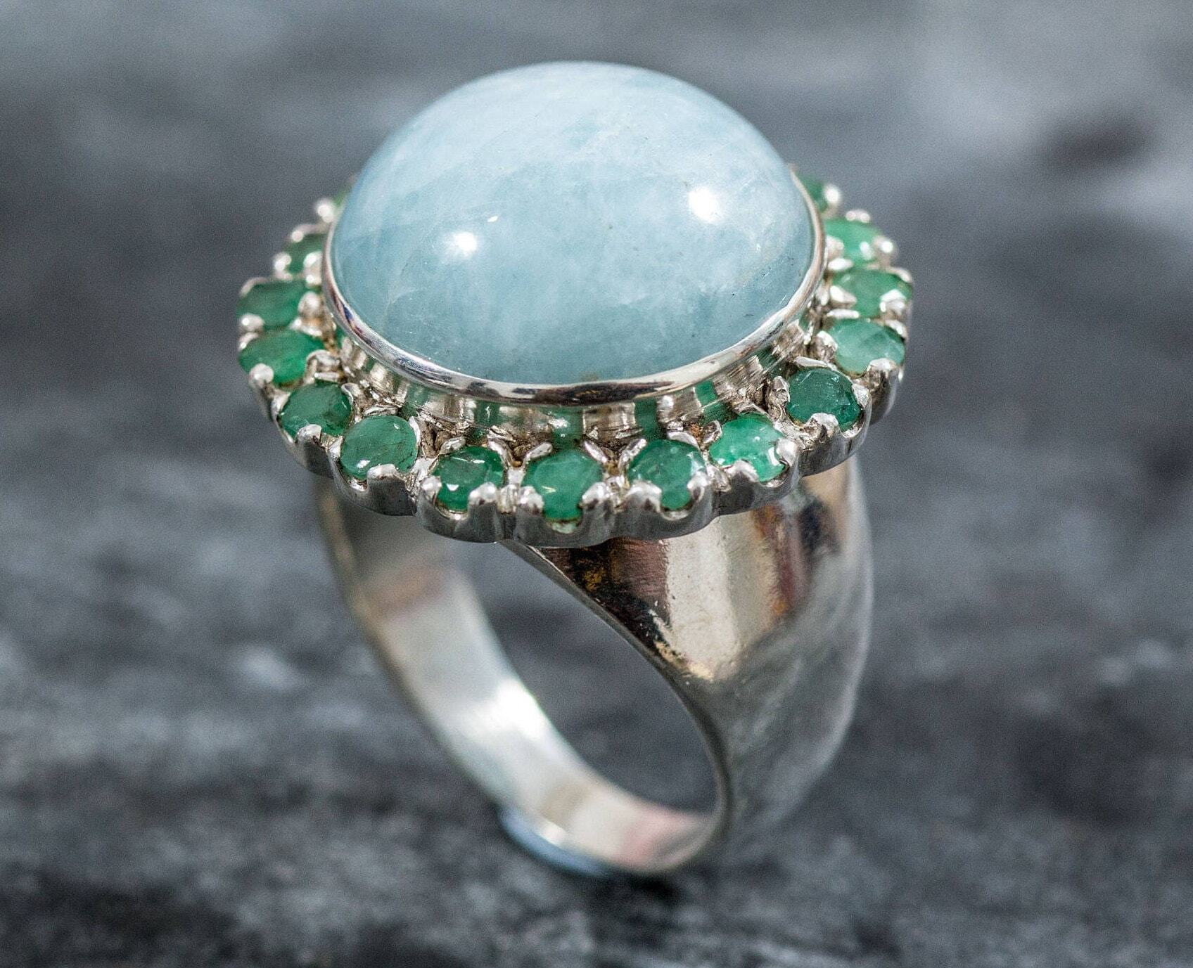 Stunning Natural Aquamarine Ring in Sterling Silver, a thoughtful gift symbolizing good luck for March birthdays and special events.