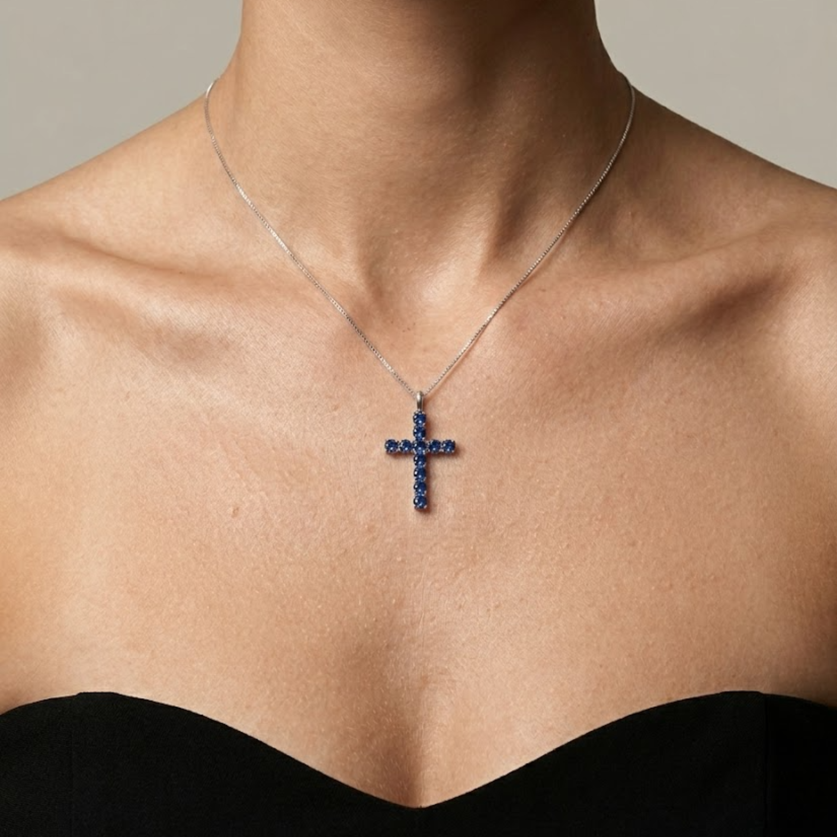 Created Sapphire Pendant in 925 Sterling Silver, featuring a round blue sapphire, perfect for birthdays and special occasions.