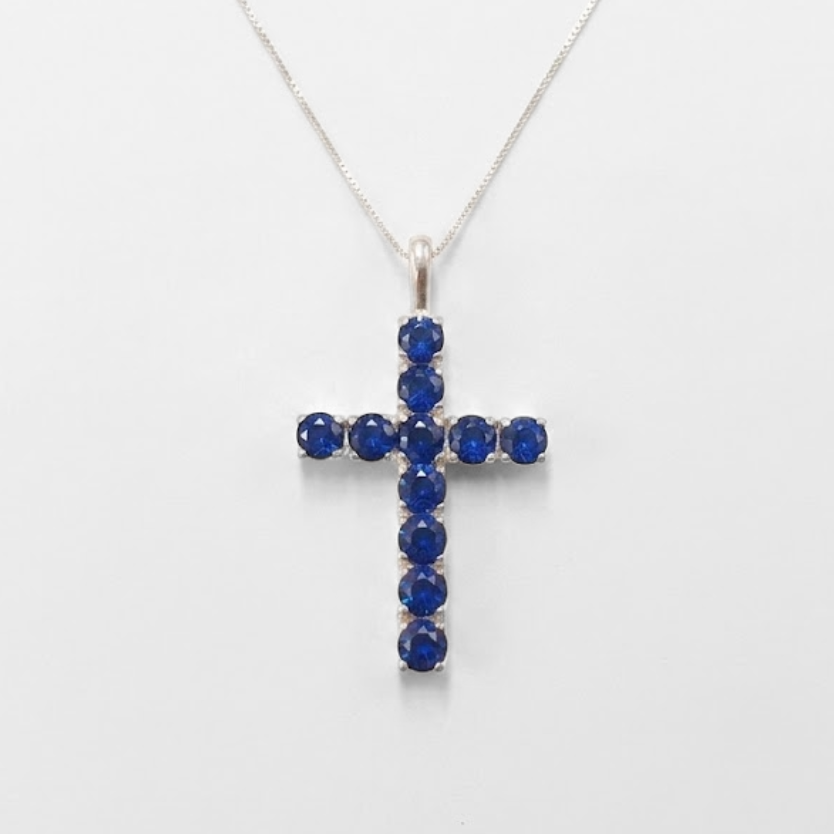 Created Sapphire Pendant made in 925 Sterling Silver with Round Created Blue Sapphire in Prong setting, September Birthstone gift idea, symbolizes sincerity, truth, and faithfulness, ideal for everyday wear and perfect for birthday gifting and special occasions.