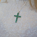 Sapphire Cross Pendant - Blue Cross Necklace - Statement Cross Necklace