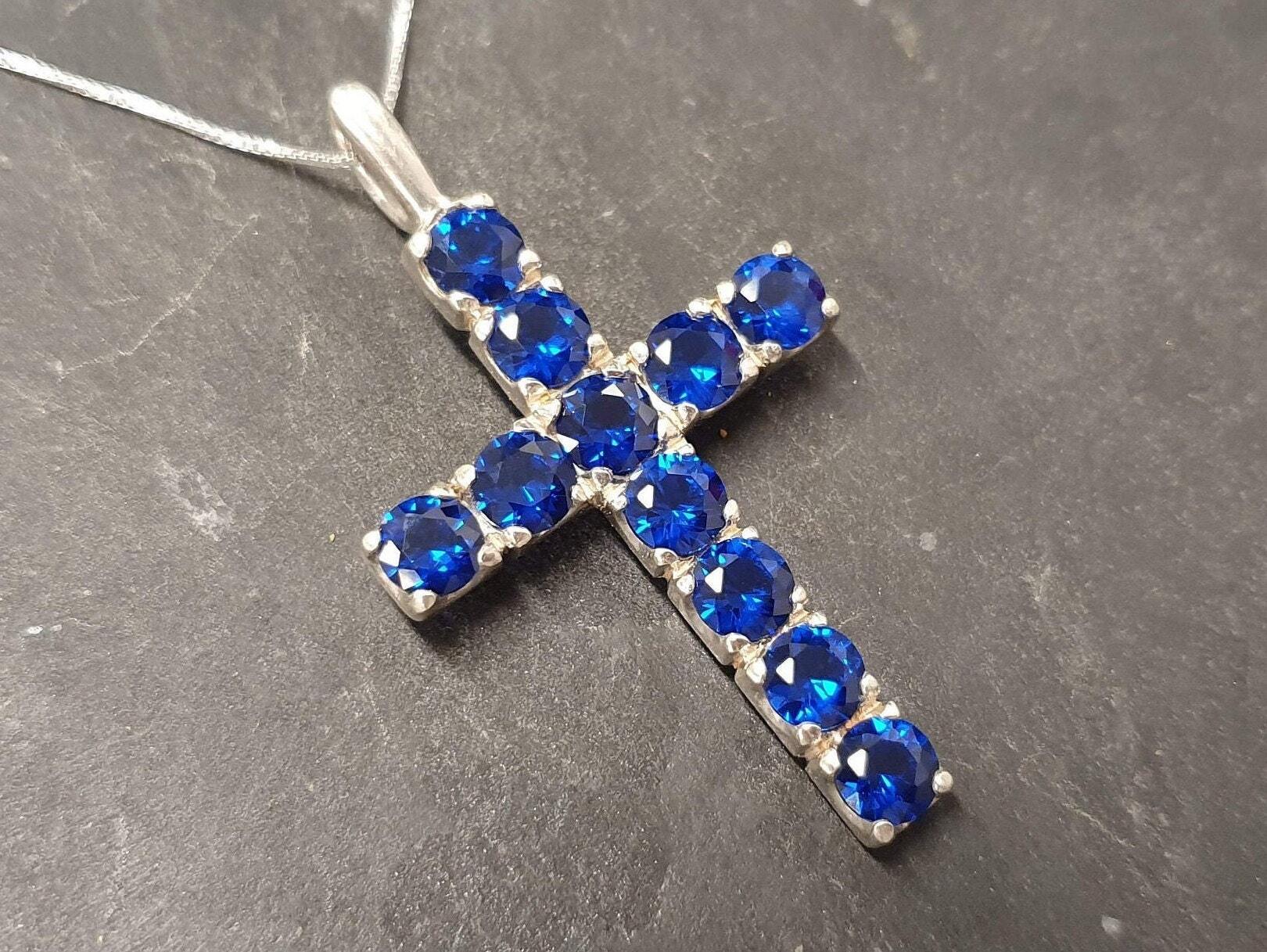 Created Sapphire Pendant made in 925 Sterling Silver with Round Created Blue Sapphire in Prong setting, September Birthstone gift idea, symbolizes sincerity, truth, and faithfulness, ideal for everyday wear and perfect for birthday gifting and special occasions.