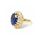 Stunning 18k Gold Vermeil Ring with Oval Created Blue Sapphire, a symbol of sincerity, ideal for everyday elegance.
