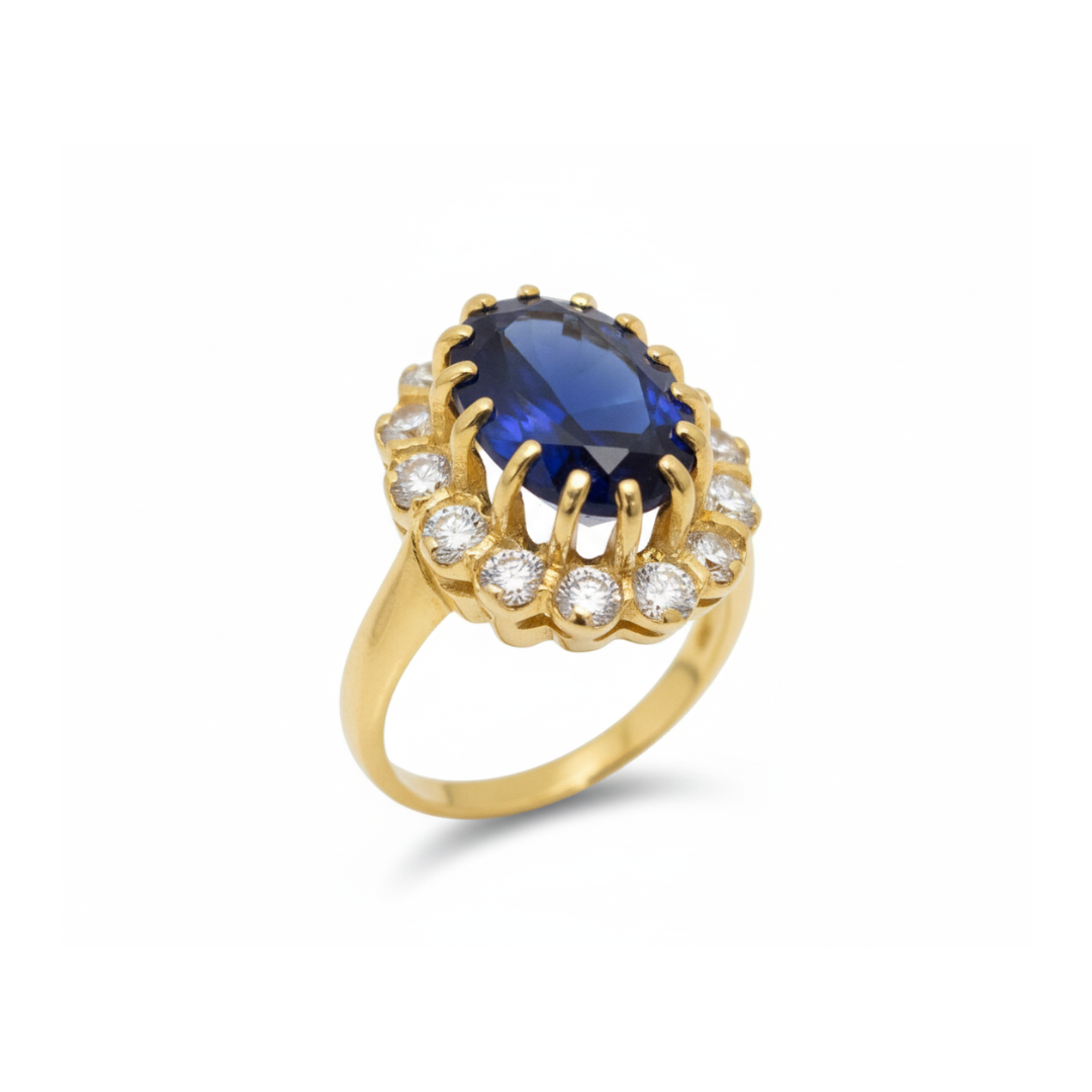 Charming created Sapphire Ring in 18k Gold Vermeil, ideal for September birthdays and elegant everyday wear.