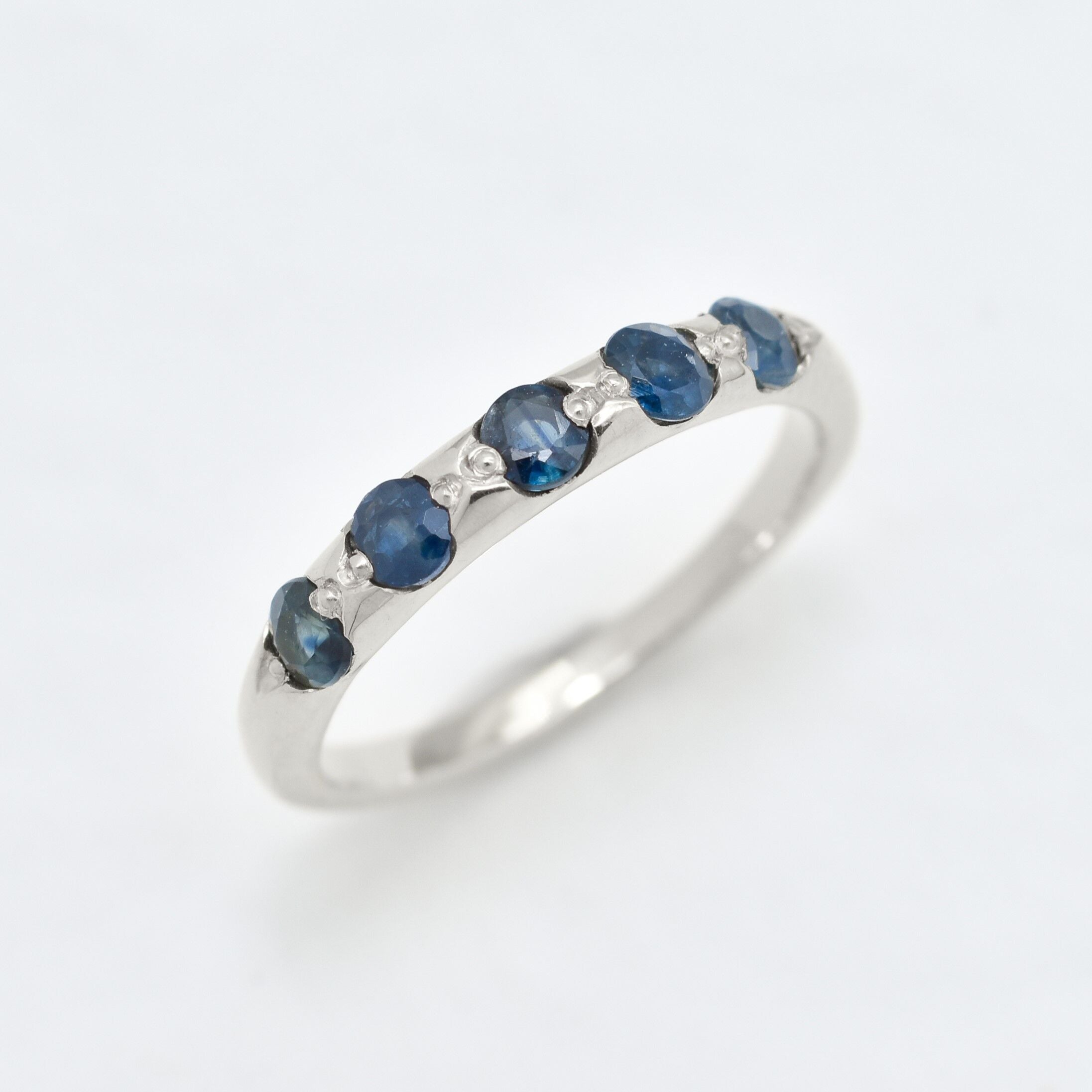 Natural Sapphire Ring made in 925 Sterling Silver with Round Natural Blue Sapphire in Channel-Set setting, September Birthstone gift idea, symbolizes sincerity, truth, and faithfulness, ideal for everyday wear and perfect for birthday gifting and special occasions.