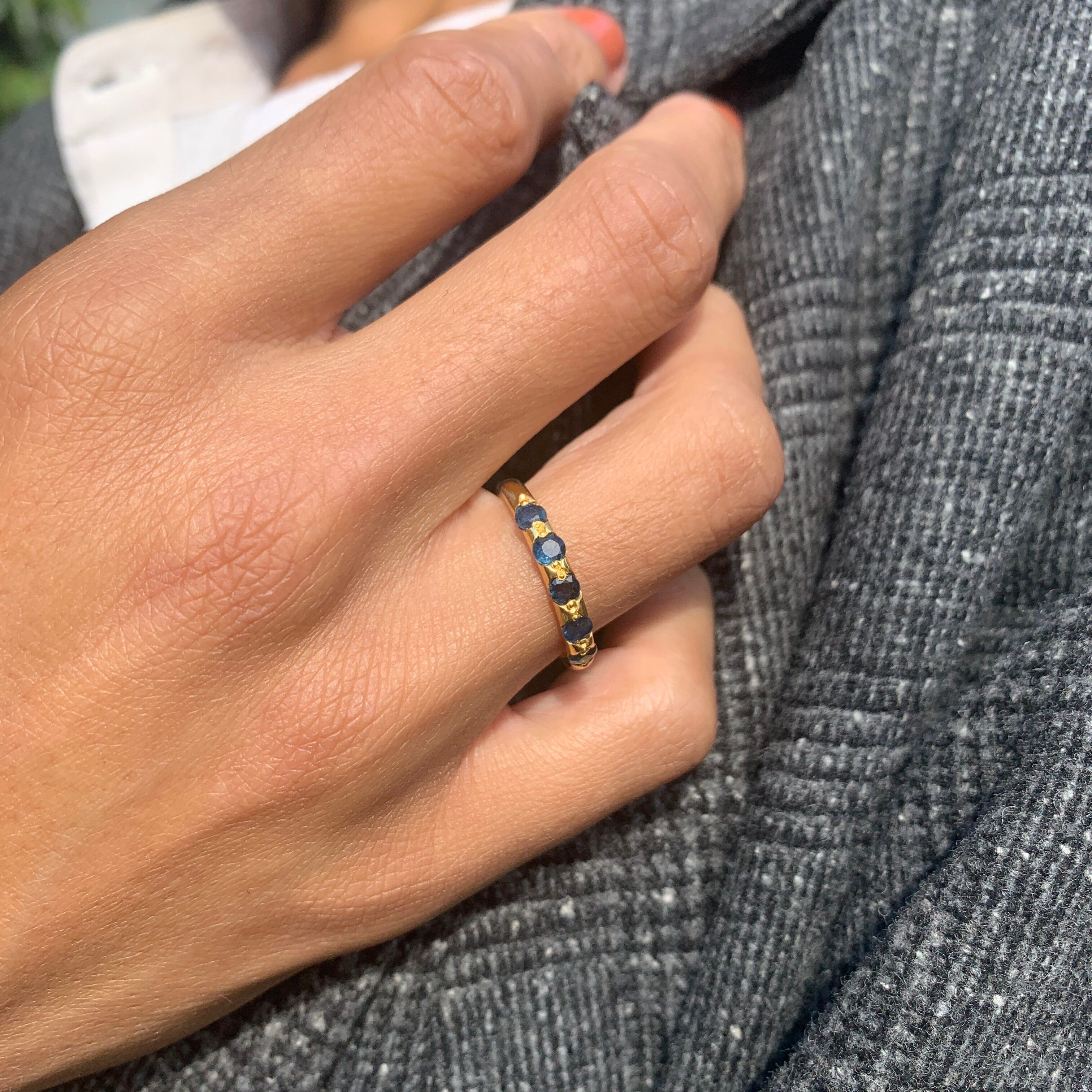 Sapphire Band, Natural Sapphire, Sapphire Eternity Ring, good September Birthstone, Sapphire Ring, Sapphire Gold Ring, Half Eternity Band Ring