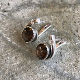 Smoky Topaz Earrings - Brown Diamond Earrings - Vintage Teardrop Earrings