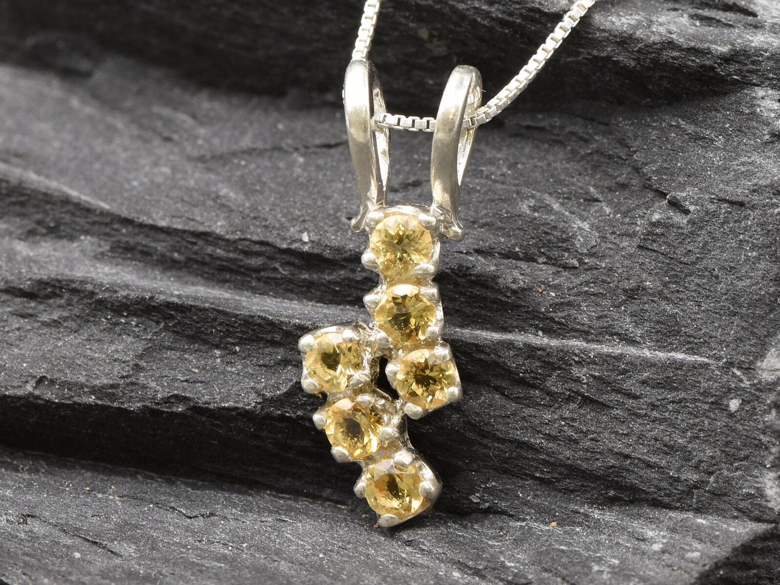 Citrine Pendant, Natural Citrine, November Birthstone, Yellow Zigzag Pendant, Yellow Dainty Pendant, Thunderbolt Pendant, Lightning Pendant