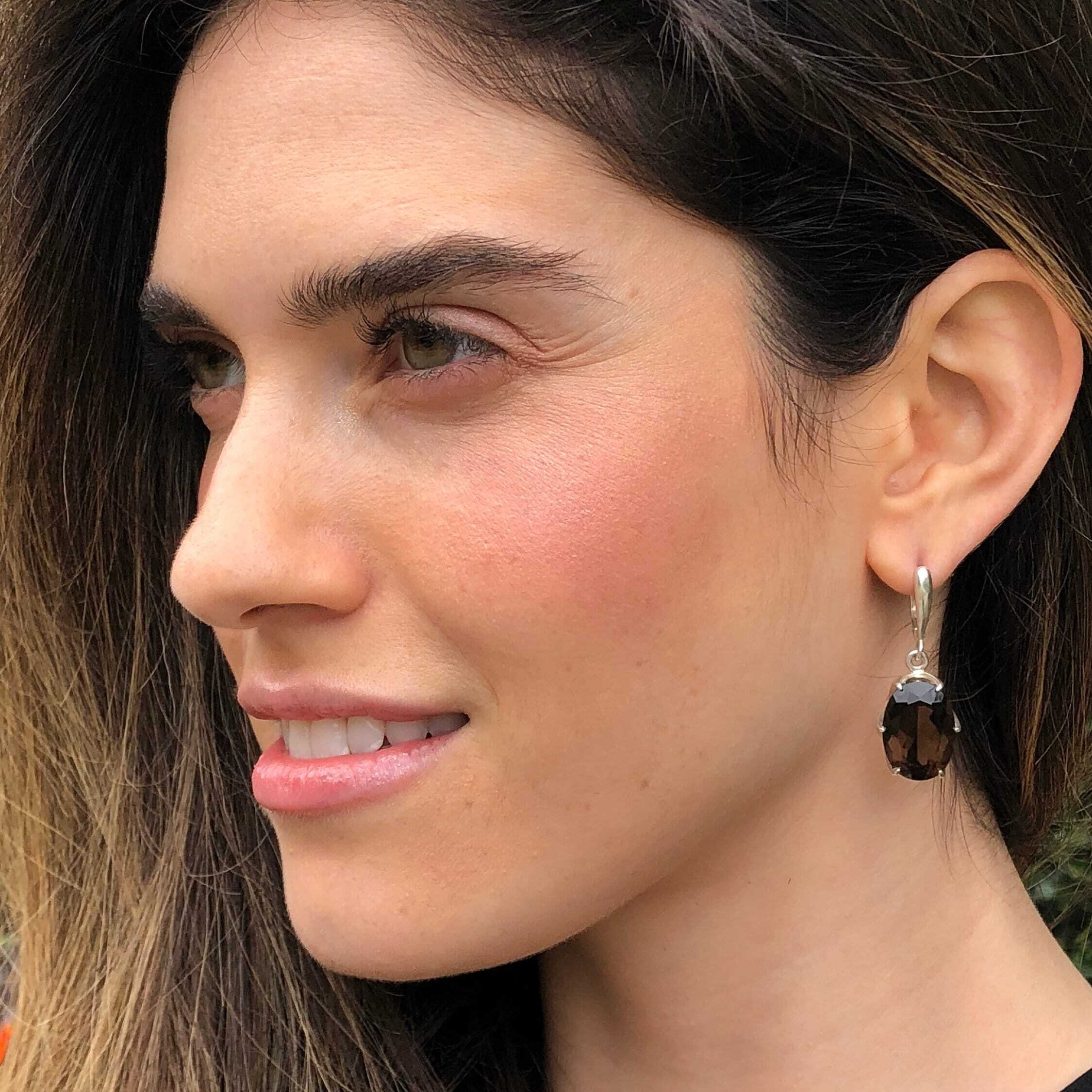 Smoky Topaz Earrings, Natural Smoky Topaz, December Earrings, Dangling Earrings, Topaz Earrings, Long Vintage Earrings, 925 Silver Earrings