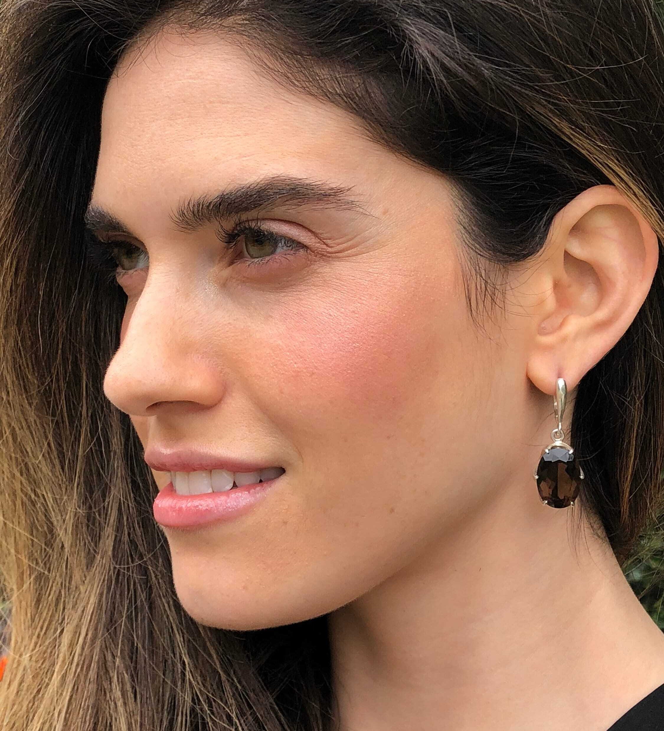Smoky Topaz Earrings, Natural Smoky Topaz, December Earrings, Dangling Earrings, Topaz Earrings, Long Vintage Earrings, 925 Silver Earrings