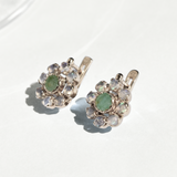 Natural Emerald Earrings made in 925 Sterling Silver with Round Natural Green Emerald in Cluster setting, May Birthstone gift idea, symbolizes growth, harmony, and deep emotional healing, ideal for everyday wear and perfect for birthday gifting and special occasions.