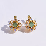 Natural Emerald Earrings made in 18k Gold Vermeil with Round Natural Green Emerald in Cluster setting, May Birthstone gift idea, symbolizes growth, harmony, and deep emotional healing, ideal for everyday wear and perfect for birthday gifting and special occasions.
