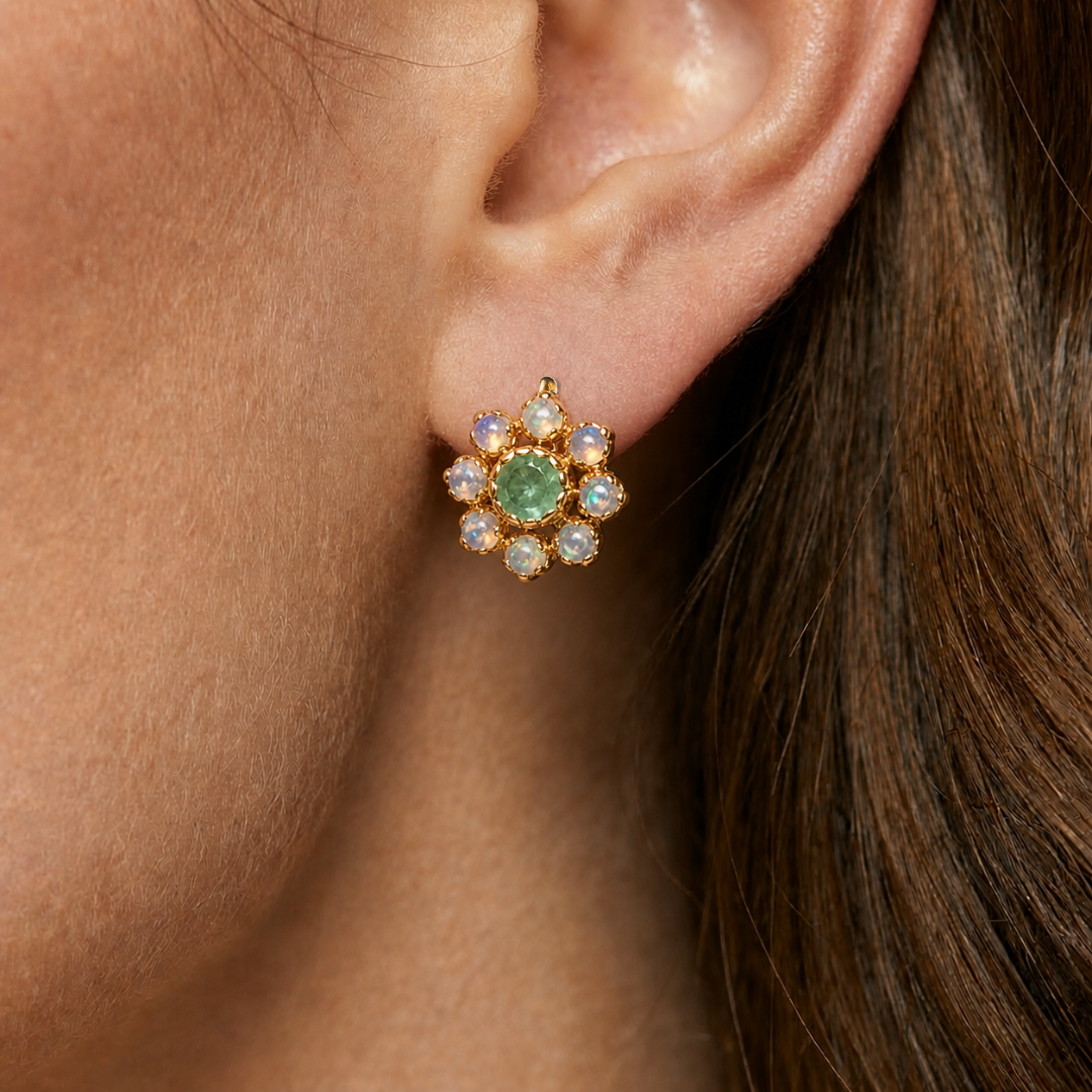 Stunning 18k Gold Vermeil Natural Emerald Earrings, perfect for May birthdays and everyday elegance.