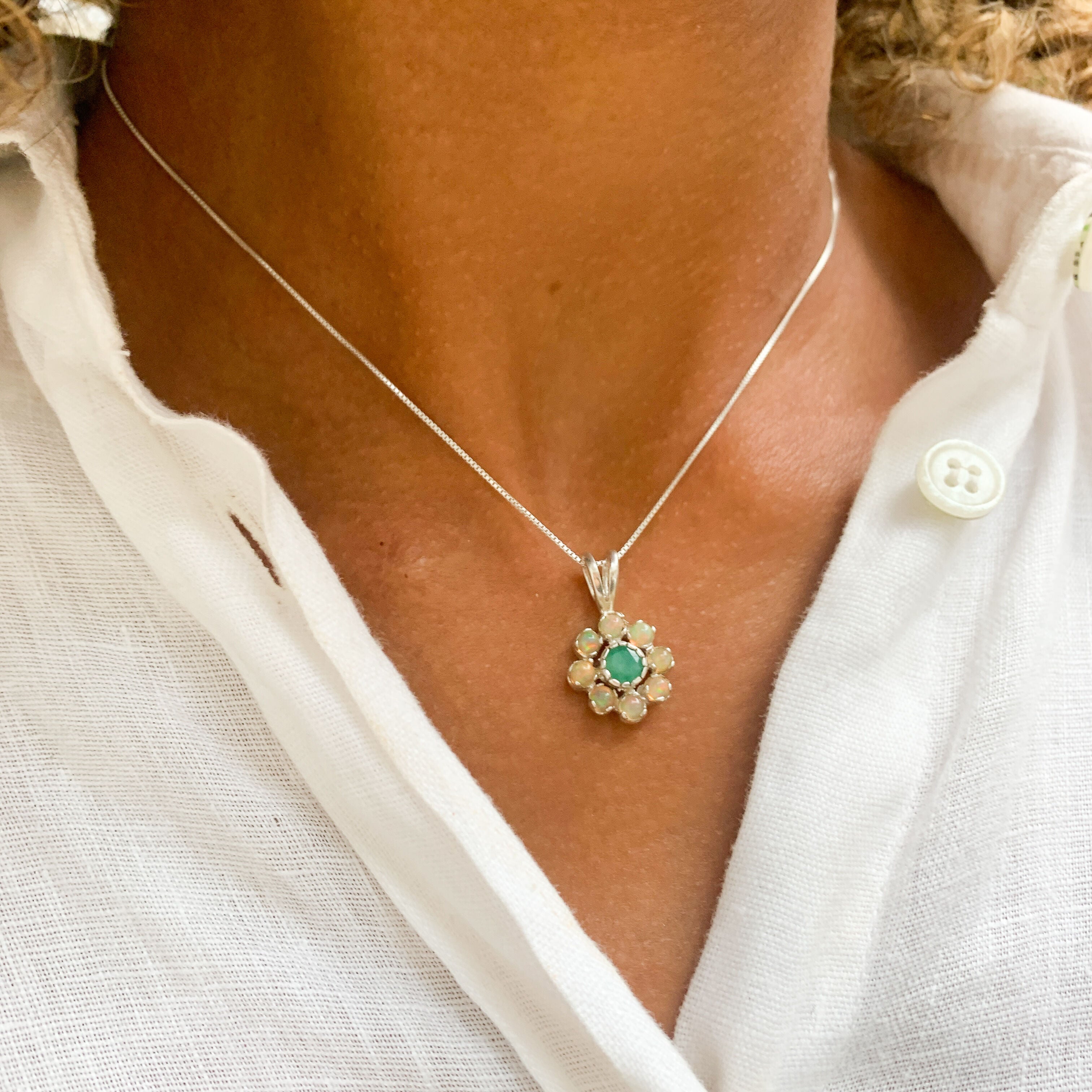 Natural Emerald Pendant in 925 Sterling Silver, featuring a Round Green Emerald, perfect for May birthdays and special occasions.