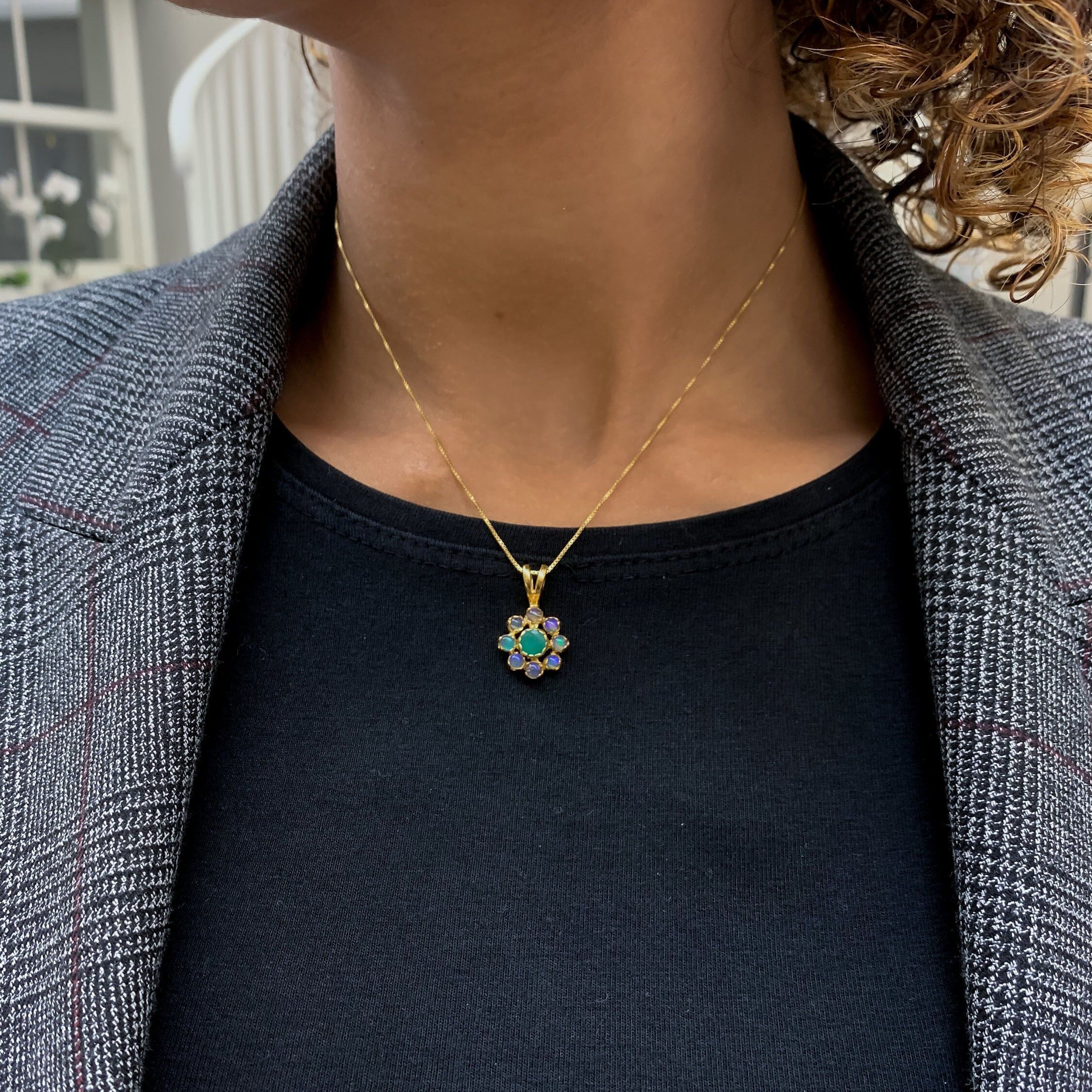 Elegant 18k Gold Vermeil pendant featuring a round Natural Emerald; perfect May birthstone gift for special occasions.