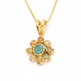 Natural Emerald Pendant made in 18k Gold Vermeil with Round Natural Green Emerald in Cluster setting, May Birthstone gift idea, symbolizes growth, harmony, and deep emotional healing, ideal for everyday wear and perfect for birthday gifting and special occasions.