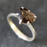 Solitaire Heart Ring - Natural Smoky Topaz, Heart Engagement Ring