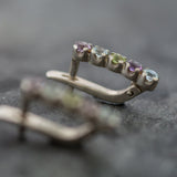 Topaz Earrings, Natural Topaz, Long Studs, Amethyst Earrings, Peridot Earrings, Blue Topaz Earrings, Birthstone Earrings, Silver Earrings