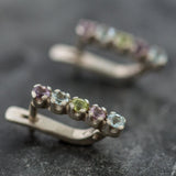 Topaz Earrings, Natural Topaz, Long Studs, Amethyst Earrings, Peridot Earrings, Blue Topaz Earrings, Birthstone Earrings, Silver Earrings