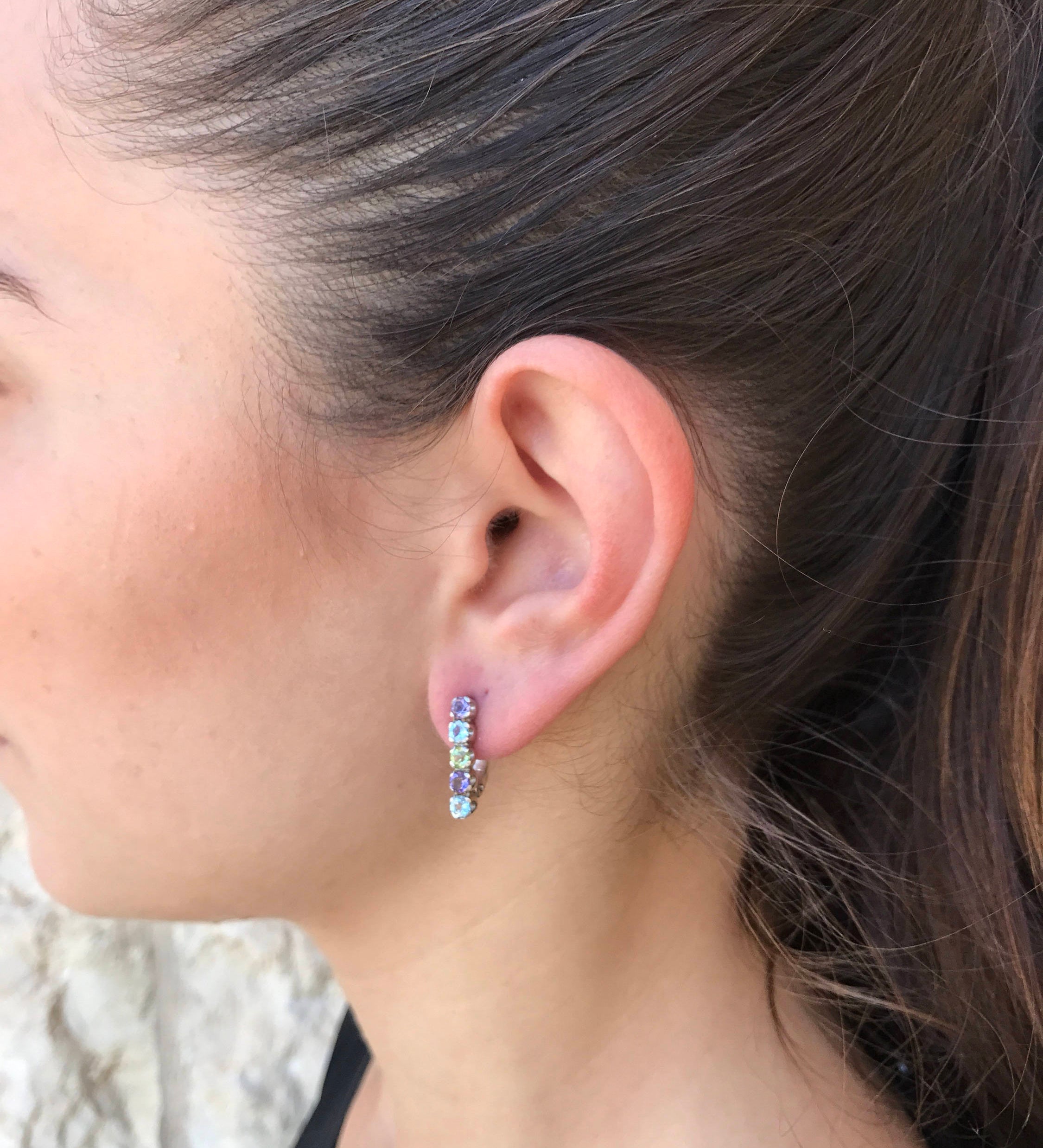 Topaz Earrings, Natural Topaz, Long Studs, Amethyst Earrings, Peridot Earrings, Blue Topaz Earrings, Birthstone Earrings, Silver Earrings