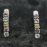 Topaz Earrings, Natural Topaz, Long Studs, Amethyst Earrings, Peridot Earrings, Blue Topaz Earrings, Birthstone Earrings, Silver Earrings