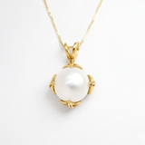 Natural Pearl Pendant made in 18k Gold Vermeil with Natural White Pearl in Prong setting, June Birthstone gift idea, symbolizes purity and integrity, ideal for everyday wear and perfect for birthday gifting and special occasions.