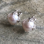 Natural Pearl Earrings made in 925 Sterling Silver with Natural White Pearl in Prong setting, June Birthstone gift idea, symbolizes purity and integrity, ideal for everyday wear and perfect for birthday gifting and special occasions.
