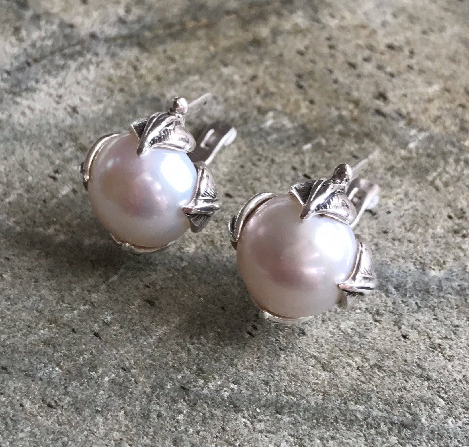 Natural Pearl Earrings made in 925 Sterling Silver with Natural White Pearl in Prong setting, June Birthstone gift idea, symbolizes purity and integrity, ideal for everyday wear and perfect for birthday gifting and special occasions.