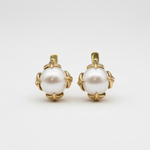 Natural Pearl Earrings made in 18k Gold Vermeil with Natural White Pearl in Prong setting, June Birthstone gift idea, symbolizes purity and integrity, ideal for everyday wear and perfect for birthday gifting and special occasions.