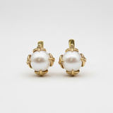 Natural Pearl Earrings made in 18k Gold Vermeil with Natural White Pearl in Prong setting, June Birthstone gift idea, symbolizes purity and integrity, ideal for everyday wear and perfect for birthday gifting and special occasions.