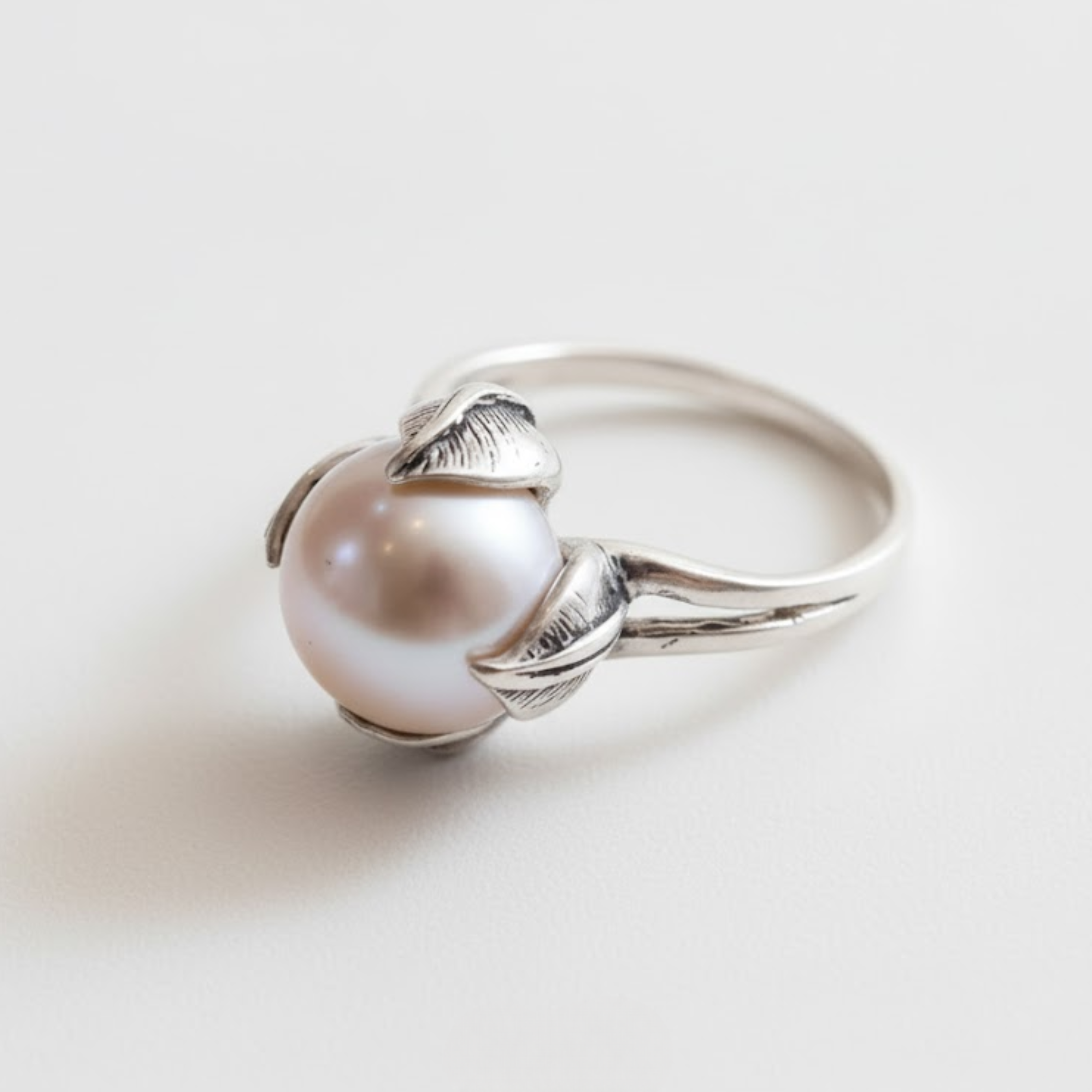 Stylish 925 Sterling Silver Ring with Natural White Pearl, perfect for daily wear and a meaningful June birthday gift.
