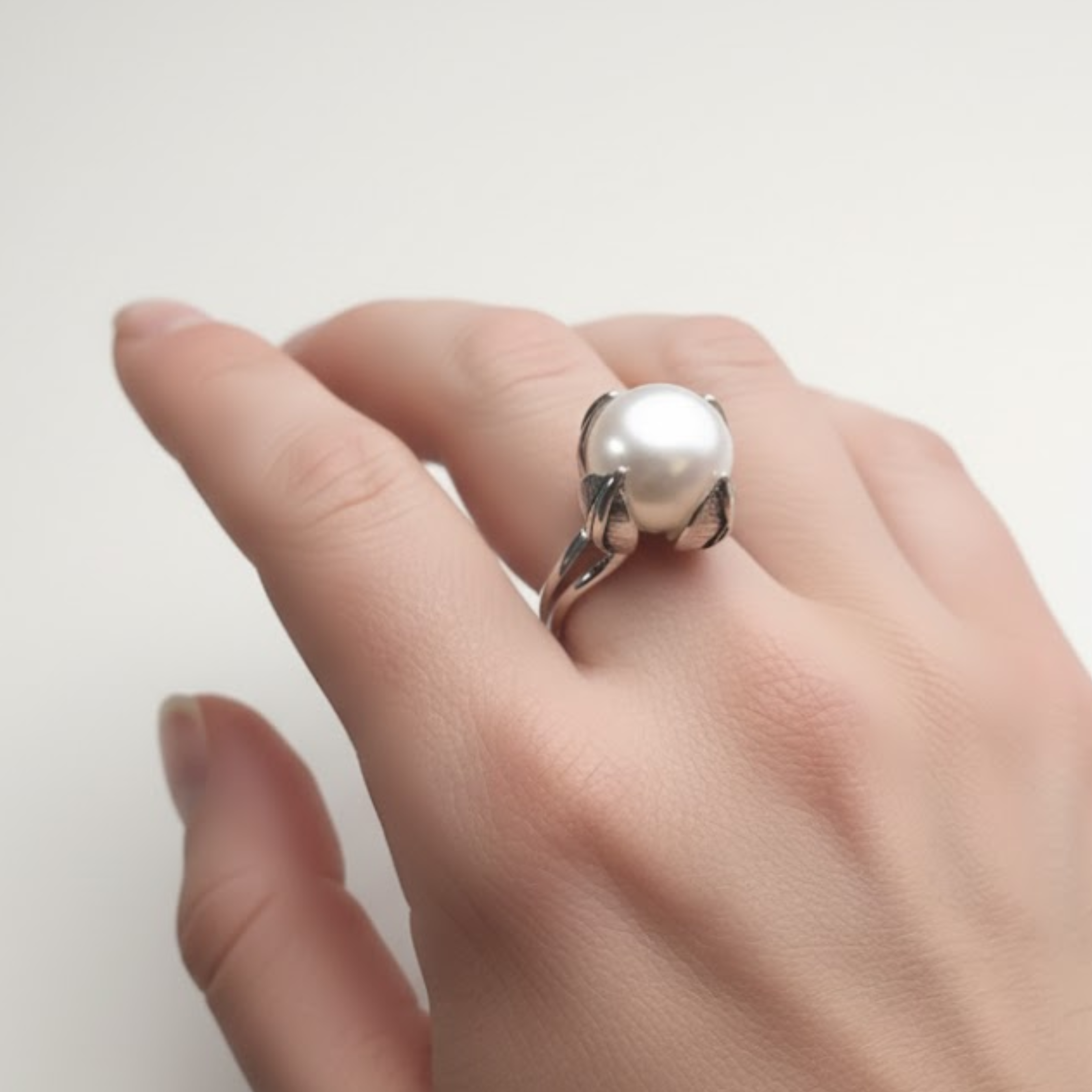 Stunning 925 Sterling Silver Ring adorned with Natural White Pearl, a symbol of purity for June birthdays and special events.