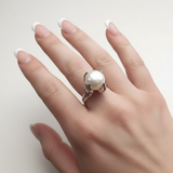 Elegant 925 Sterling Silver Ring featuring Natural White Pearl, ideal for June birthdays and special occasions.