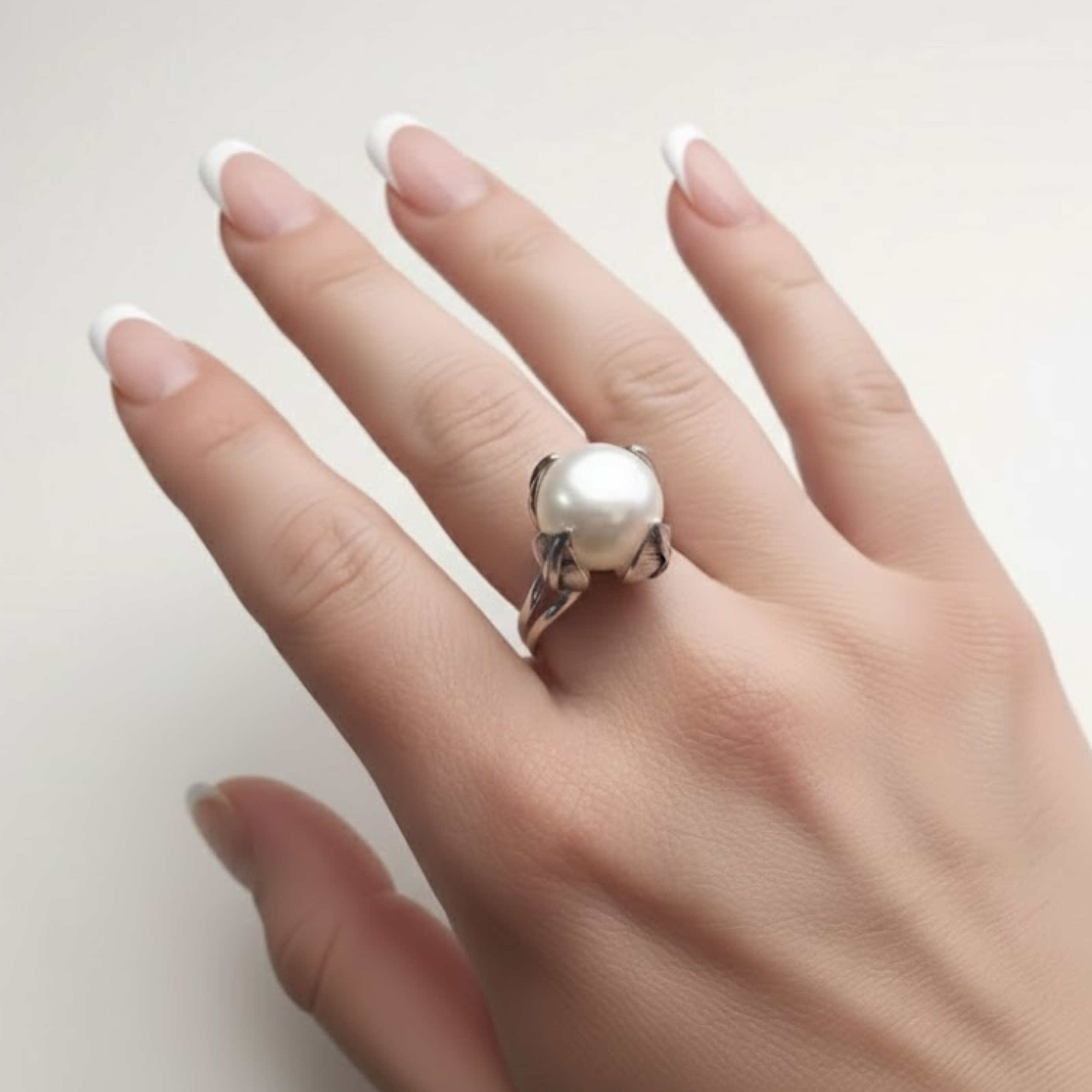 Elegant 925 Sterling Silver Ring featuring Natural White Pearl, ideal for June birthdays and special occasions.