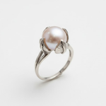Natural Pearl Ring made in 925 Sterling Silver with Natural White Pearl in Prong setting, June Birthstone gift idea, symbolizes purity and integrity, ideal for everyday wear and perfect for birthday gifting and special occasions.