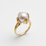 Natural Pearl Ring made in 18k Gold Vermeil with Natural White Pearl in Prong setting, June Birthstone gift idea, symbolizes purity and integrity, ideal for everyday wear and perfect for birthday gifting and special occasions.