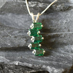 Emerald Pendant, Created Emerald, Emerald Cut Pendant, Asymmetric Pendant, Baguette Pendant, Minimalist Pendant, Line Pendant, 925 Silver