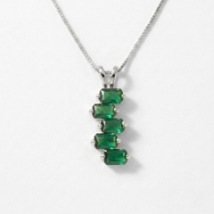 Created Emerald Pendant made in 925 Sterling Silver with Emerald Created Green Emerald in Cluster setting, May Birthstone gift idea, symbolizes, ideal for everyday wear and perfect for birthday gifting and special occasions.