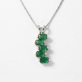 Created Emerald Pendant made in 925 Sterling Silver with Emerald Created Green Emerald in Cluster setting, May Birthstone gift idea, symbolizes, ideal for everyday wear and perfect for birthday gifting and special occasions.