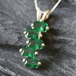 Created Emerald Pendant made in 925 Sterling Silver with Emerald Created Green Emerald in Cluster setting, May Birthstone gift idea, symbolizes, ideal for everyday wear and perfect for birthday gifting and special occasions.
