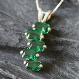 Created Emerald Pendant made in 925 Sterling Silver with Emerald Created Green Emerald in Cluster setting, May Birthstone gift idea, symbolizes, ideal for everyday wear and perfect for birthday gifting and special occasions.