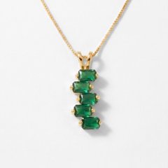 Created Emerald Pendant made in 18k Gold Vermeil with Emerald Created Green Emerald in Cluster setting, May Birthstone gift idea, symbolizes, ideal for everyday wear and perfect for birthday gifting and special occasions.