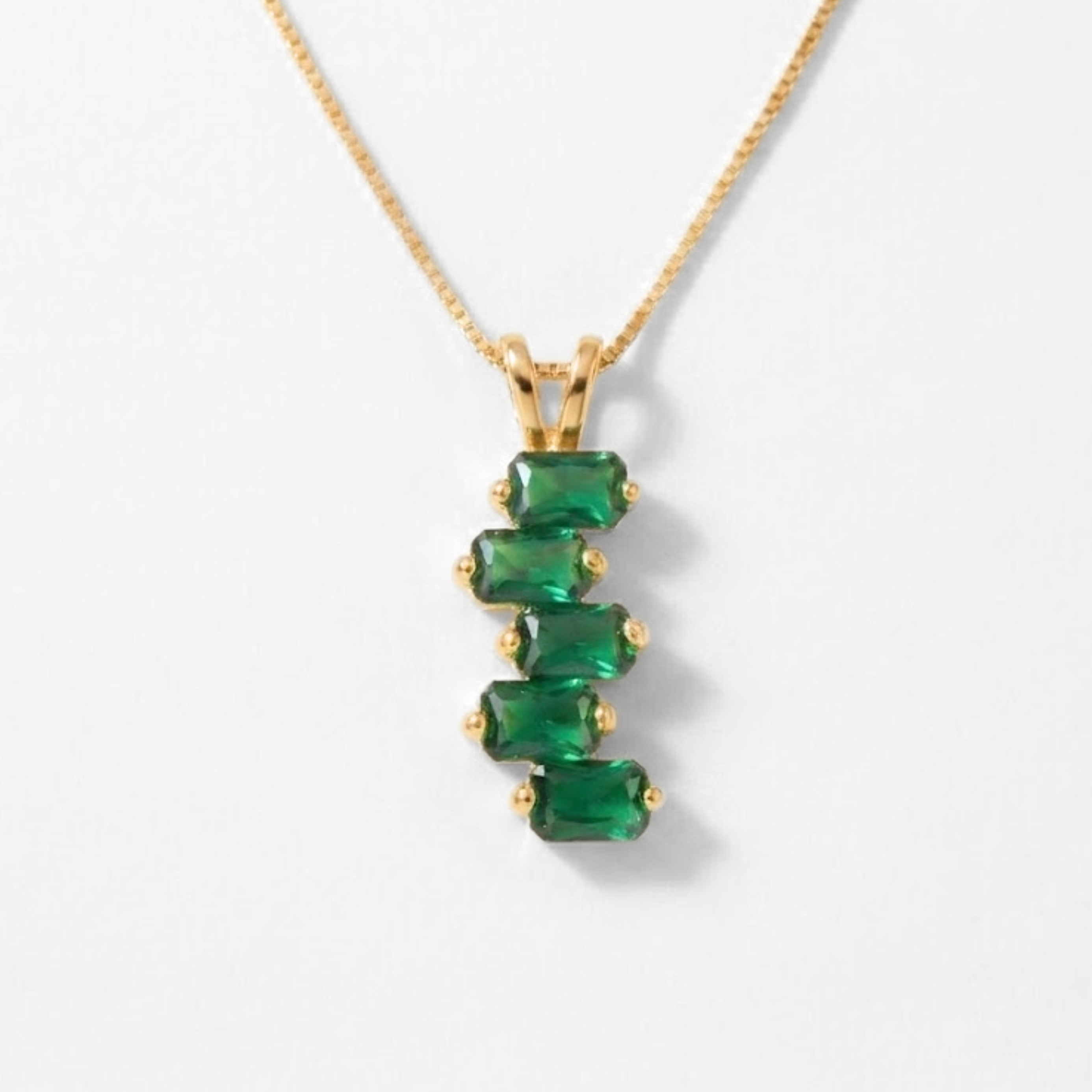 Created Emerald Pendant made in 18k Gold Vermeil with Emerald Created Green Emerald in Cluster setting, May Birthstone gift idea, symbolizes, ideal for everyday wear and perfect for birthday gifting and special occasions.