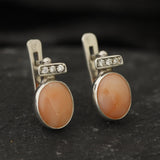 Coral Earrings - Pink Vintage Earrings - Coral Silver Earrings