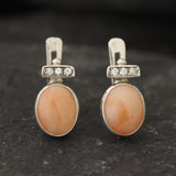 Coral Earrings - Pink Vintage Earrings - Coral Silver Earrings