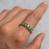 Peridot Vintage Ring - Half Eternity Band - Green Stackable Ring