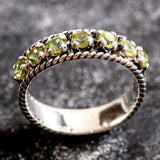 Peridot Vintage Ring - Half Eternity Band - Green Stackable Ring