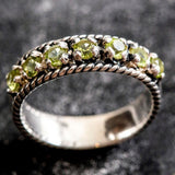 Peridot Vintage Ring - Half Eternity Band - Green Stackable Ring