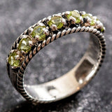 Peridot Vintage Ring - Half Eternity Band - Green Stackable Ring
