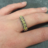 Peridot Vintage Ring - Half Eternity Band - Green Stackable Ring